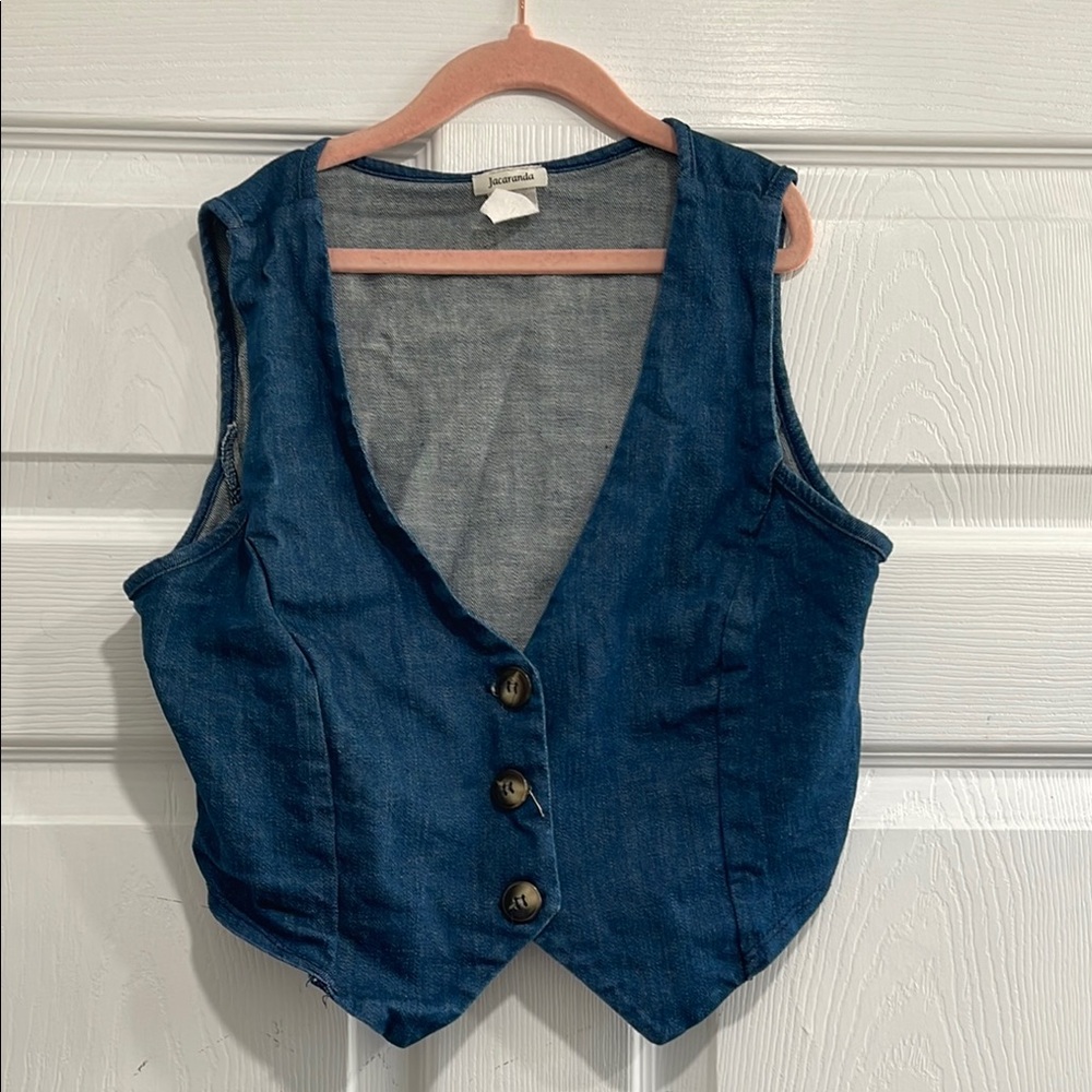 Women’s Blue Denim Button-Up Vest